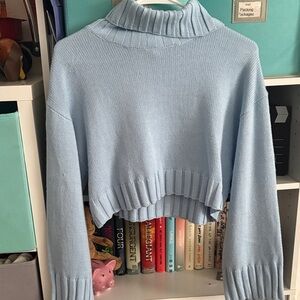 Divided Sky Blue Cropped Turtleneck Sweater